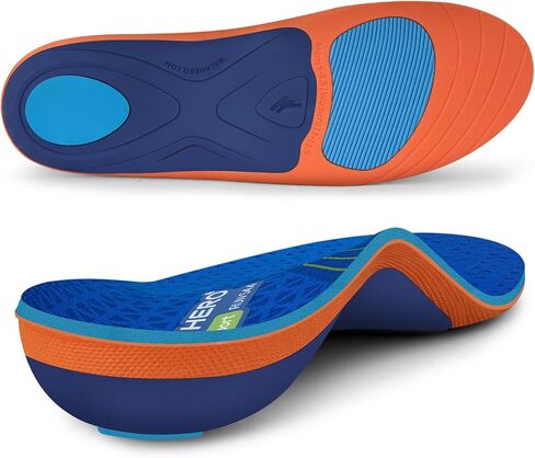 WalkHero Running Insoles - Plantar Fasciitis Insoles and Orthotic Arch Support Shoe Insoles for Men & Women with Shock Absorption and Heel Cushioning Cup - Ocean Blue (Mens 10-10.5 | Womens 12-12.5) in Kuwait