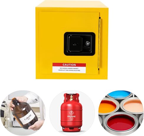 خزانة أمان قابلة للاشتعال، 14 * 14 * 14 بوصة 2 جالون مقاومة للحريق وقابلة للاشتعال ومضادة للتسرب، صناديق المواد الكيميائية، الكواشف، أدوات الحماية، خزانة ملحومة، صندوق تخزين السوائل القابلة للاشتعال للاستخدام الصناعي in Kuwait