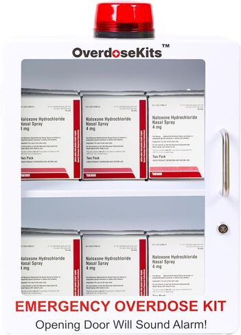 Large Naloxone Overdose Emergency Kit Cabinet – Holds 6-8 Naloxone Boxes or a First Aid/Bleeding Control Kit – Wall-Mounted Cabinet - Alarm & Locking System (Naloxone Not Included) (White) in Kuwait
