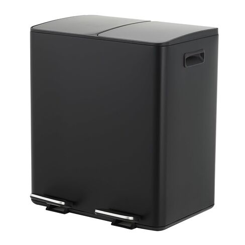 Garvee Dual Compartment Trash Can, 2 x 5.3 Gal (2 x 20L) Stainless Steel Recycling Bin with Foldable Foot Pedal & Soft-Close Lid, Kitchen Garbage & Recycle Combo - White in Saudi Arabia