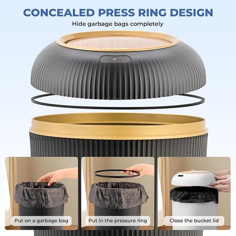 Pukomc Smart Sensor Wastebasket, Convenient and Hygienic Easy to Use, Technology Sensor Waterproof Wastebasket Plastic Trash can for Kitchen, Bathroom, Bedroom, Living Room, Office and Outdoor in Kuwait