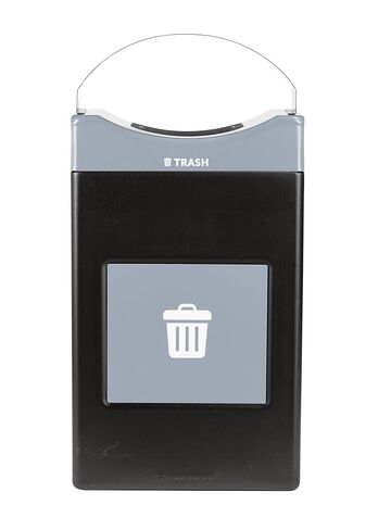 Avante™ Series Made in The USA, Black Trash Container, 30-Gallon Shallow, Gray Trash Panel, Gray Lid, Black Canopy, Liner Included in Saudi Arabia