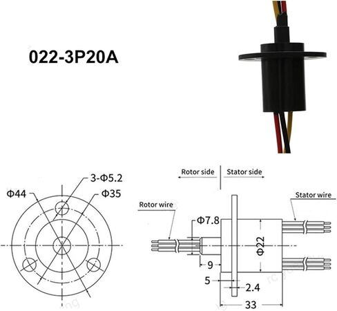1 piece high Power Flange Slip Ring 3 Channels 20A high Current Collector Conductive Slip Ring 360 Degree Rotating Joint Connector Ring in Saudi Arabia