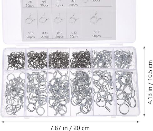 250pcs Double Wire Spring Hose Clamps, Heavy Duty Water and Fuel Tube Clamps, Industrial-grade Hose Spring Clips for Plumbing and Automotive Applications in Kuwait