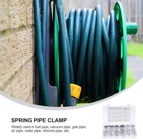 250pcs Double Wire Spring Hose Clamps, Heavy Duty Water and Fuel Tube Clamps, Industrial-grade Hose Spring Clips for Plumbing and Automotive Applications in Kuwait