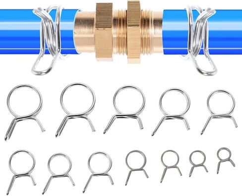 250pcs Double Wire Spring Hose Clamps, Heavy Duty Water and Fuel Tube Clamps, Industrial-grade Hose Spring Clips for Plumbing and Automotive Applications in Kuwait