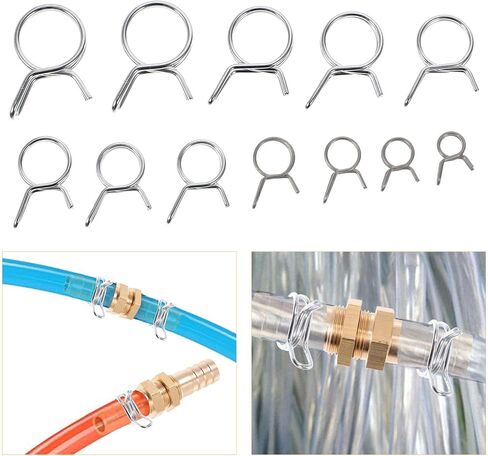 250pcs Double Wire Spring Hose Clamps, Heavy Duty Water and Fuel Tube Clamps, Industrial-grade Hose Spring Clips for Plumbing and Automotive Applications in Kuwait