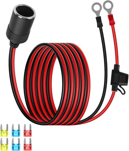 12V-24V Cigarette Lighter Socket Car Power Cord,Car Cigarette Lighter Female to Ring Eyelet Terminals Cable with 10A,15A,20A Fuse (1FT) in Saudi Arabia