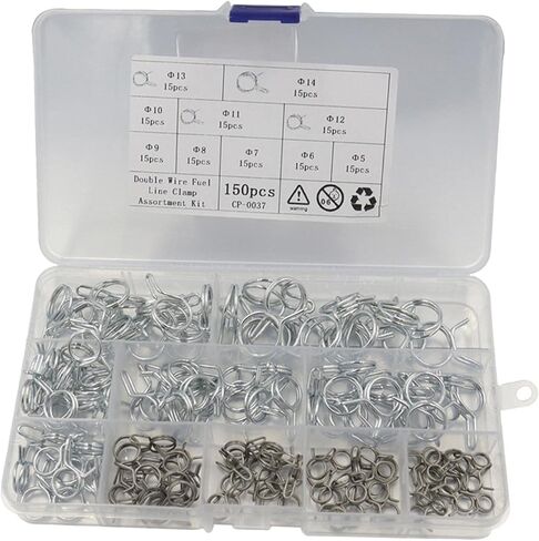 150 قطعة مشبك خرطوم زنبركي مزدوج السلك 10 أحجام لأنابيب الهواء in Kuwait