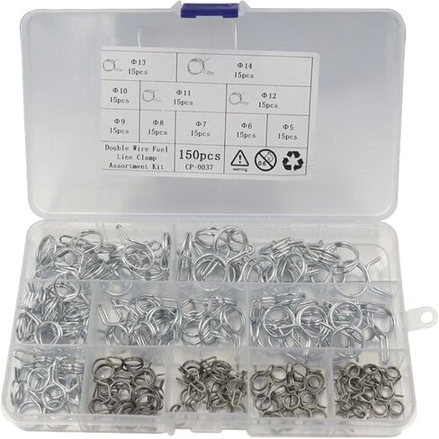 150 قطعة مشبك خرطوم زنبركي مزدوج السلك 10 أحجام لأنابيب الهواء in Kuwait