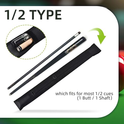 Flylin 2Pcs Pool Cue Case, Pool Cue Stick Case with Adjustable Shoulder Strap, 32 Inches Long Snooker Storage Carrying Bag for 1/2 Billiard Cue Stick Case in Saudi Arabia