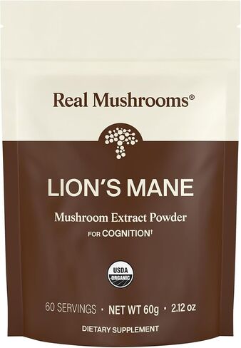Real Mushrooms Lions Mane Mushroom Supplement - Organic Lions Mane Extract Powder for Overall Wellness with Adaptogens – Functional Vegan, Non-GMO Blend with 60 Servings in Kuwait