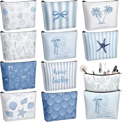 10 Pcs Beach Theme Cosmetic Bag Toiletry Pouch with Zipper Summer Makeup Bags Beach Pouch Travel Organizer Pouch Bag Beach Vacation Essentials Beach Accessories Gifts for Women Girls Teens in Saudi Arabia