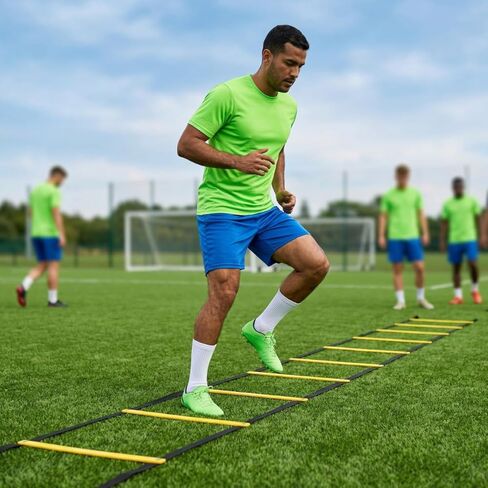 Agility Ladder 20ft 12 Rungs Premium Tangle Free Speed Training Equipment for Football Soccer Basketball Footwork Quickness Exercise Workout Drills for Kids Adults Youth Portable in Saudi Arabia