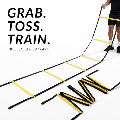 Agility Ladder 20ft 12 Rungs Premium Tangle Free Speed Training Equipment for Football Soccer Basketball Footwork Quickness Exercise Workout Drills for Kids Adults Youth Portable in Saudi Arabia