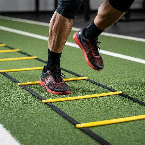 Agility Ladder 20ft 12 Rungs Premium Tangle Free Speed Training Equipment for Football Soccer Basketball Footwork Quickness Exercise Workout Drills for Kids Adults Youth Portable in Saudi Arabia