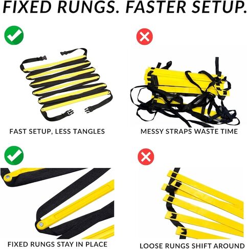 Agility Ladder 20ft 12 Rungs Premium Tangle Free Speed Training Equipment for Football Soccer Basketball Footwork Quickness Exercise Workout Drills for Kids Adults Youth Portable in Saudi Arabia