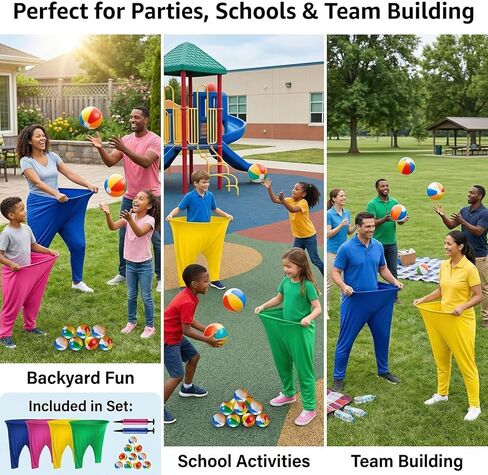 لعبة Granny Pants Outdoor، 4 قطع لعبة Granny Pants Yard للبالغين والأطفال، ألعاب خارجية عملاقة مع 4 سراويل كبيرة الحجم و12 كرة نطاطة، مجموعة ألعاب ميدانية للحفلات العائلية in Saudi Arabia