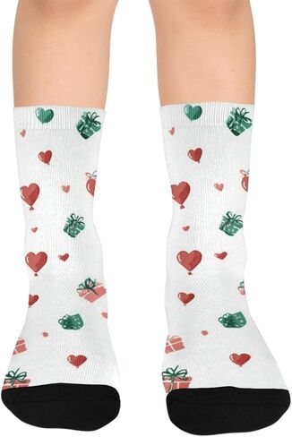Small Hearts Green Pattern Hiking Socks - Toddler Boys & Girls Warm Thick Thermal Winter Crew Socks for School, Daily Wear & Outdoor Activities in Saudi Arabia