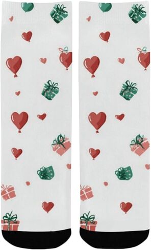 Small Hearts Green Pattern Hiking Socks - Toddler Boys & Girls Warm Thick Thermal Winter Crew Socks for School, Daily Wear & Outdoor Activities in Saudi Arabia