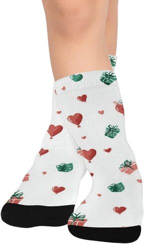 Small Hearts Green Pattern Hiking Socks - Toddler Boys & Girls Warm Thick Thermal Winter Crew Socks for School, Daily Wear & Outdoor Activities in Saudi Arabia