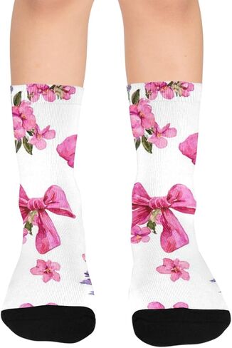 جوارب Sping Pink Bow Flower للتنزه سيرًا على الأقدام - جوارب شتوية حرارية سميكة دافئة للأطفال الصغار للأولاد والبنات للمدرسة، والارتداء اليومي والأنشطة الخارجية in Kuwait