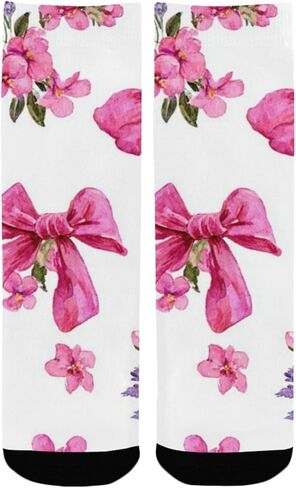 جوارب Sping Pink Bow Flower للتنزه سيرًا على الأقدام - جوارب شتوية حرارية سميكة دافئة للأطفال الصغار للأولاد والبنات للمدرسة، والارتداء اليومي والأنشطة الخارجية in Kuwait
