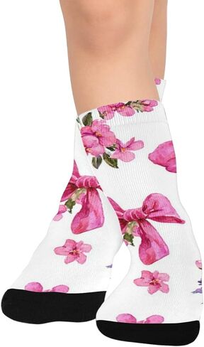 جوارب Sping Pink Bow Flower للتنزه سيرًا على الأقدام - جوارب شتوية حرارية سميكة دافئة للأطفال الصغار للأولاد والبنات للمدرسة، والارتداء اليومي والأنشطة الخارجية in Kuwait