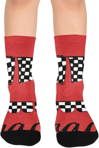 Race Flag Pattern Hiking Socks - Toddler Boys & Girls Warm Thick Thermal Winter Crew Socks for School, Daily Wear & Outdoor Activities in Saudi Arabia
