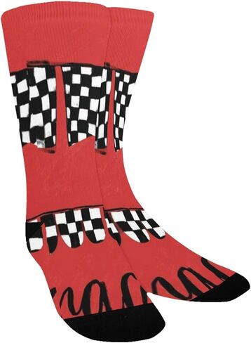 Race Flag Pattern Hiking Socks - Toddler Boys & Girls Warm Thick Thermal Winter Crew Socks for School, Daily Wear & Outdoor Activities in Saudi Arabia