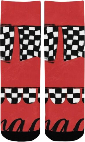 Race Flag Pattern Hiking Socks - Toddler Boys & Girls Warm Thick Thermal Winter Crew Socks for School, Daily Wear & Outdoor Activities in Saudi Arabia