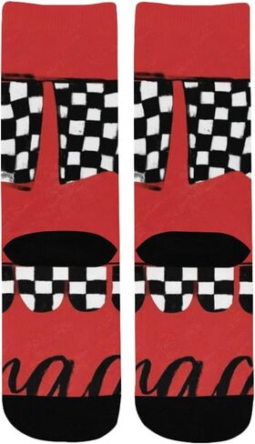 Race Flag Pattern Hiking Socks - Toddler Boys & Girls Warm Thick Thermal Winter Crew Socks for School, Daily Wear & Outdoor Activities in Saudi Arabia