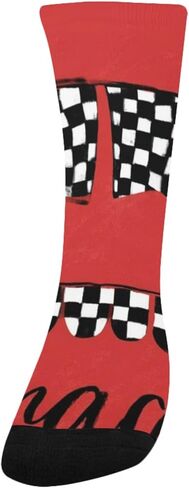 Race Flag Pattern Hiking Socks - Toddler Boys & Girls Warm Thick Thermal Winter Crew Socks for School, Daily Wear & Outdoor Activities in Saudi Arabia