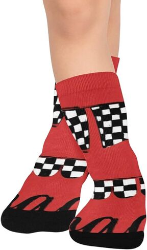 Race Flag Pattern Hiking Socks - Toddler Boys & Girls Warm Thick Thermal Winter Crew Socks for School, Daily Wear & Outdoor Activities in Saudi Arabia