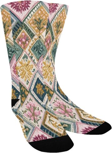 Pastel Flower Grid Hiking Socks - Toddler Boys & Girls Warm Thick Thermal Winter Crew Socks for School, Daily Wear & Outdoor Activities in Saudi Arabia