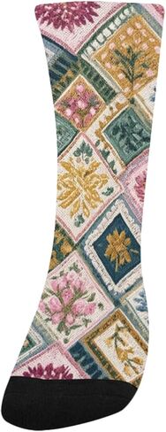 Pastel Flower Grid Hiking Socks - Toddler Boys & Girls Warm Thick Thermal Winter Crew Socks for School, Daily Wear & Outdoor Activities in Saudi Arabia