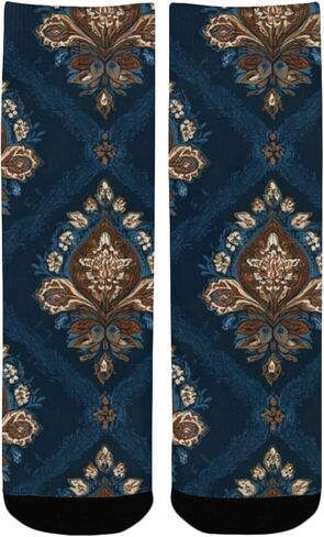 Floral Ornate Pattern Hiking Socks - Toddler Boys & Girls Warm Thick Thermal Winter Crew Socks for School, Daily Wear & Outdoor Activities in Kuwait