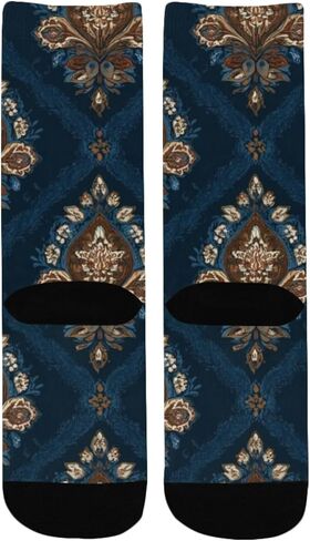 Floral Ornate Pattern Hiking Socks - Toddler Boys & Girls Warm Thick Thermal Winter Crew Socks for School, Daily Wear & Outdoor Activities in Kuwait