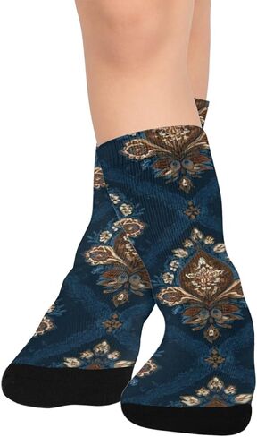 Floral Ornate Pattern Hiking Socks - Toddler Boys & Girls Warm Thick Thermal Winter Crew Socks for School, Daily Wear & Outdoor Activities in Kuwait