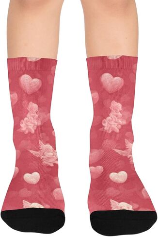 Red Cupid Angel Design Hiking Socks - Toddler Boys & Girls Warm Thick Thermal Winter Crew Socks for School, Daily Wear & Outdoor Activities in Saudi Arabia