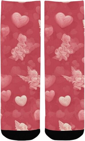 Red Cupid Angel Design Hiking Socks - Toddler Boys & Girls Warm Thick Thermal Winter Crew Socks for School, Daily Wear & Outdoor Activities in Saudi Arabia