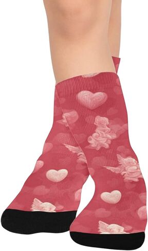 Red Cupid Angel Design Hiking Socks - Toddler Boys & Girls Warm Thick Thermal Winter Crew Socks for School, Daily Wear & Outdoor Activities in Saudi Arabia
