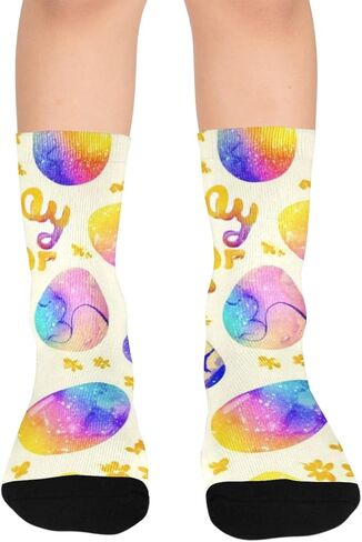 Bunny Egg Design Yellow Hiking Socks - Toddler Boys & Girls Warm Thick Thermal Winter Crew Socks for School, Daily Wear & Outdoor Activities in Kuwait