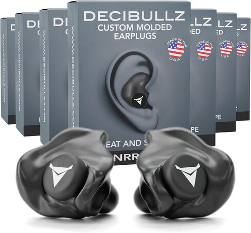 Decibullz Custom Molded Earplugs Master Case Pack (20 Pairs) Bulk Ear Plugs Individually Wrapped 31 dB Highest NRR  Hearing Protection for Shooting Travel Work Concerts - Multipack (Black) in Kuwait