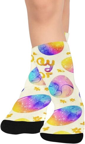 Bunny Egg Design Yellow Hiking Socks - Toddler Boys & Girls Warm Thick Thermal Winter Crew Socks for School, Daily Wear & Outdoor Activities in Kuwait