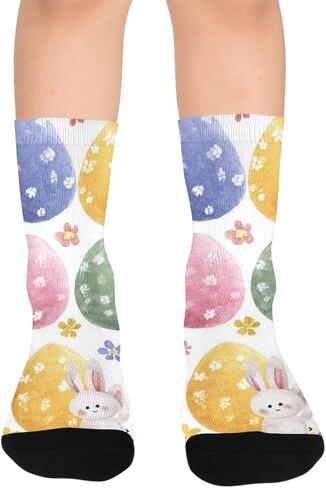 Cute Watercolor Easter Pattern Hiking Socks - Toddler Boys & Girls Warm Thick Thermal Winter Crew Socks for School, Daily Wear & Outdoor Activities in Saudi Arabia