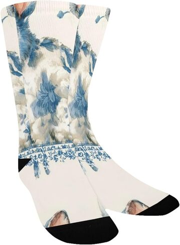 جوارب زرقاء للمشي لمسافات طويلة بتصميم أرنب الأزهار - جوارب شتوية حرارية سميكة دافئة للأولاد والبنات للمدرسة، والارتداء اليومي والأنشطة الخارجية in Kuwait