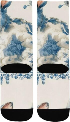 جوارب زرقاء للمشي لمسافات طويلة بتصميم أرنب الأزهار - جوارب شتوية حرارية سميكة دافئة للأولاد والبنات للمدرسة، والارتداء اليومي والأنشطة الخارجية in Kuwait