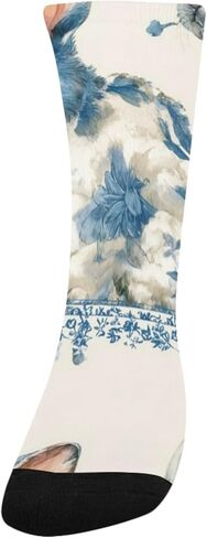 جوارب زرقاء للمشي لمسافات طويلة بتصميم أرنب الأزهار - جوارب شتوية حرارية سميكة دافئة للأولاد والبنات للمدرسة، والارتداء اليومي والأنشطة الخارجية in Kuwait