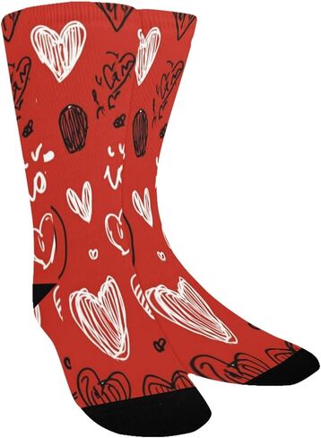 جوارب المشي لمسافات طويلة بطباعة قبلة حمراء - جوارب شتوية حرارية سميكة دافئة للأولاد والبنات الصغار للمدرسة، والارتداء اليومي والأنشطة الخارجية in Kuwait